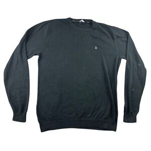 Volcom Uperstand Sweater Men L Black Cotton Blend Stone Logo Knit Streetwear